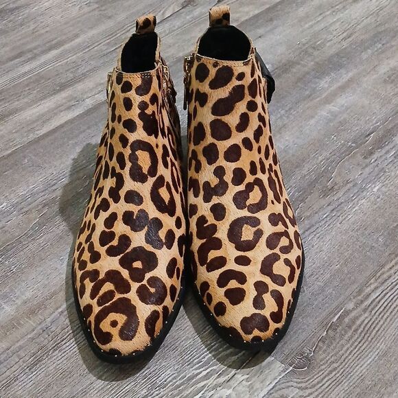 Steven‎ by Steve Madden Chavi-L Animal Leopard Print Calfhair Boots Sz 8 NEW - Picture 2 of 9